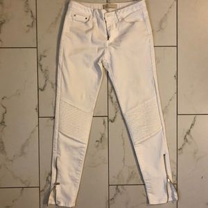 Zara Moto Z1975 white skinny jeans